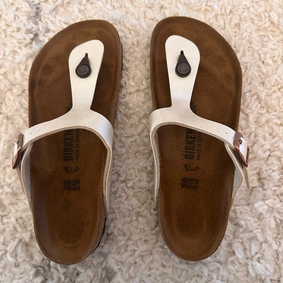 BIRKENSTOCK Gizeh Pearl White/antique lace Sandals Birko-Flor EU 38 - Picture 2 of 6